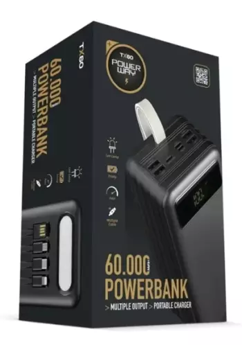 Повербанк Power Bank 60000mAh портативная батарея с фонариком кабелями