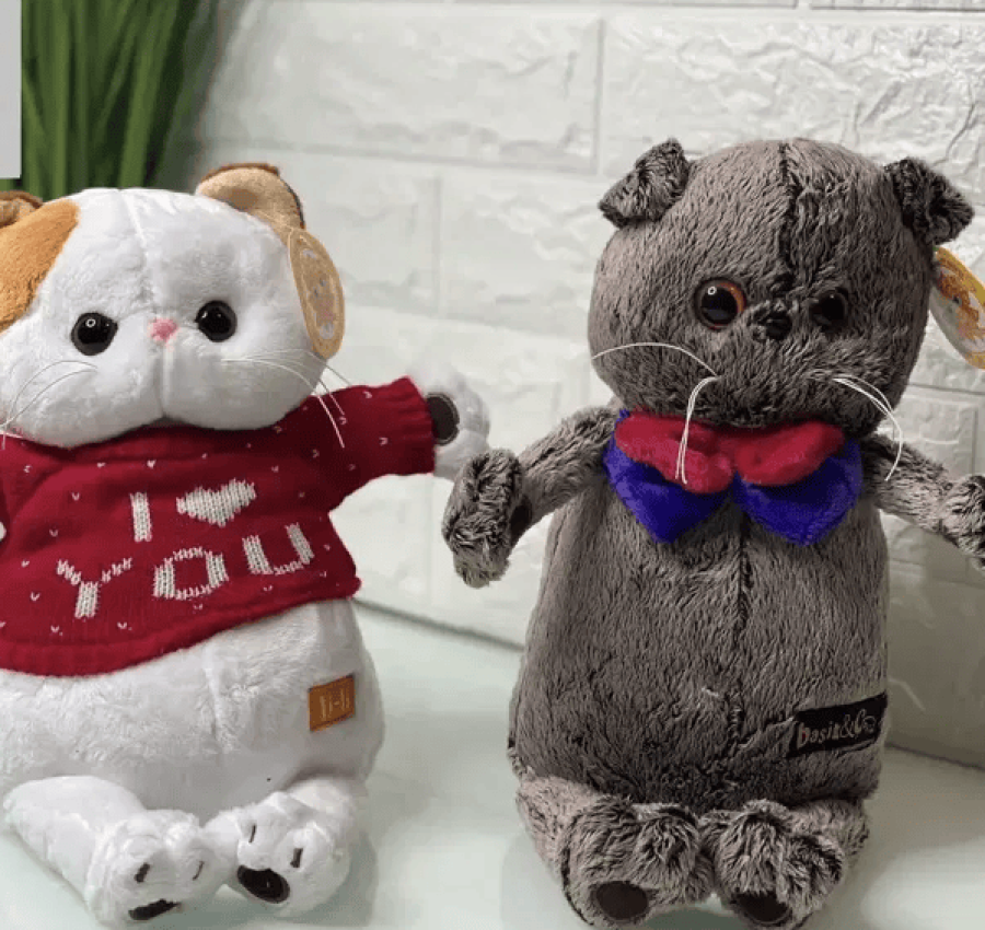Кот Басик Джентельмен и кошечка Лили. Кот Басик с бабочкой. 35 см