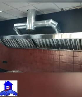 Вытяжка нерж 200х60 см с жироулавителями. Зонт вытяжной