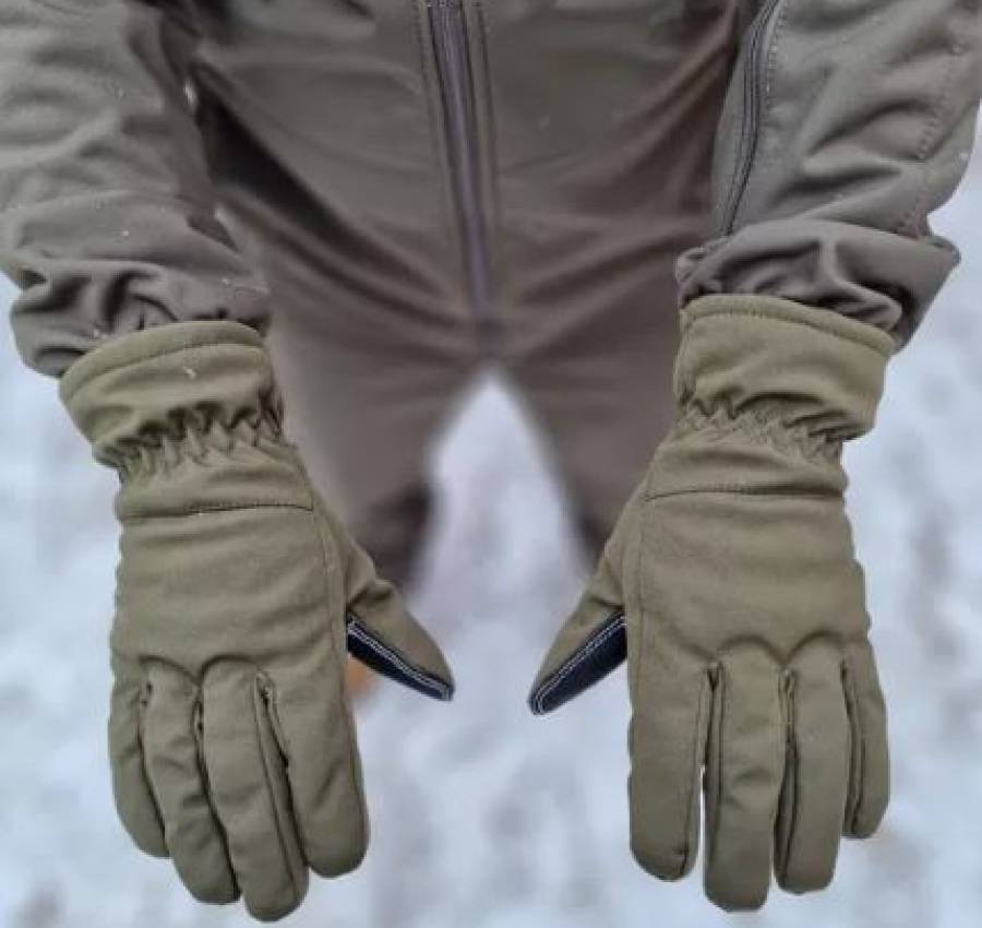 Розпродаж! Тактичні зимові перчатки рукавиці Софтшелл Soft Shell Олива 2